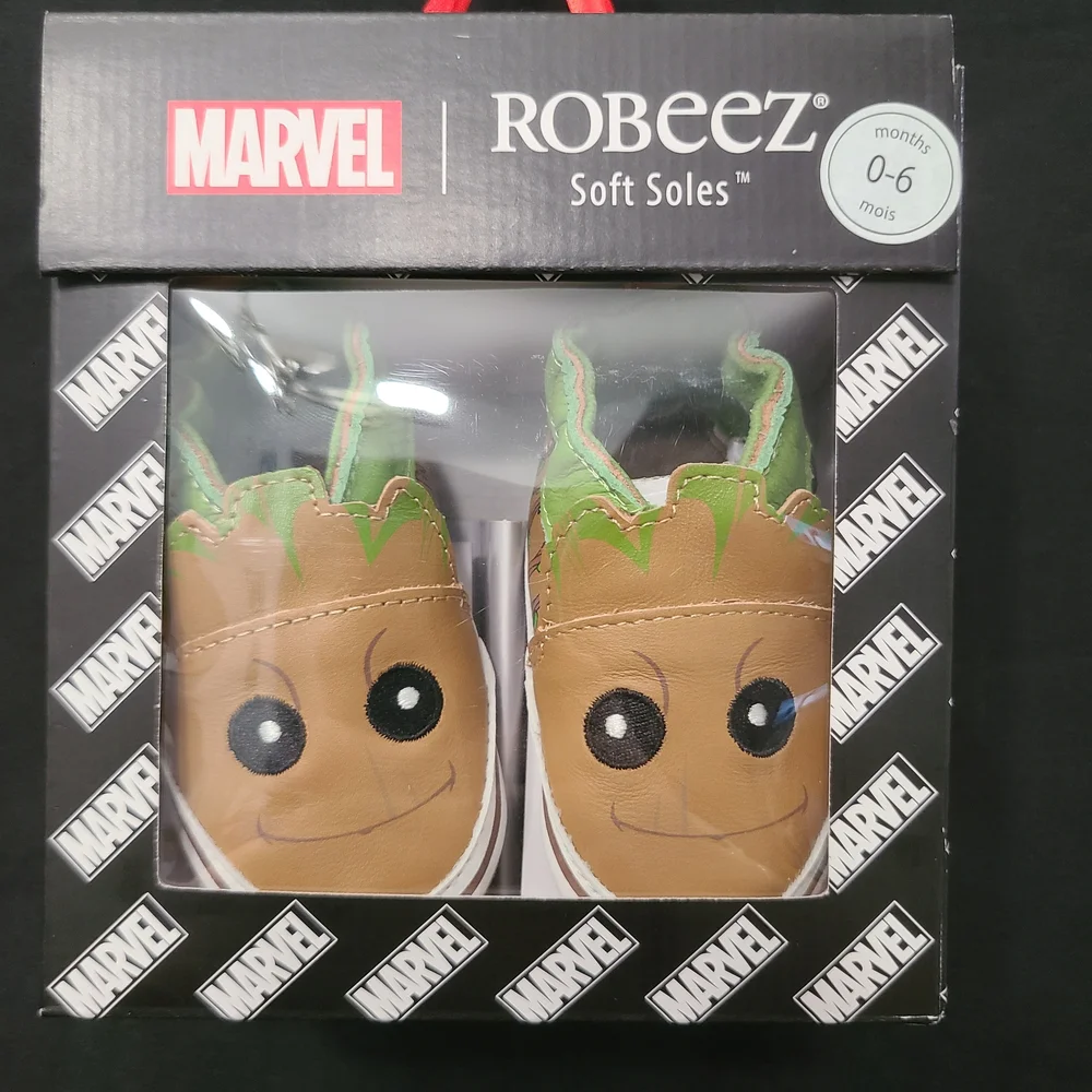 NEW Robeez Marvel Groot Soft Soles Baby Shoes 0-6 Months Robeez Shoes Disney